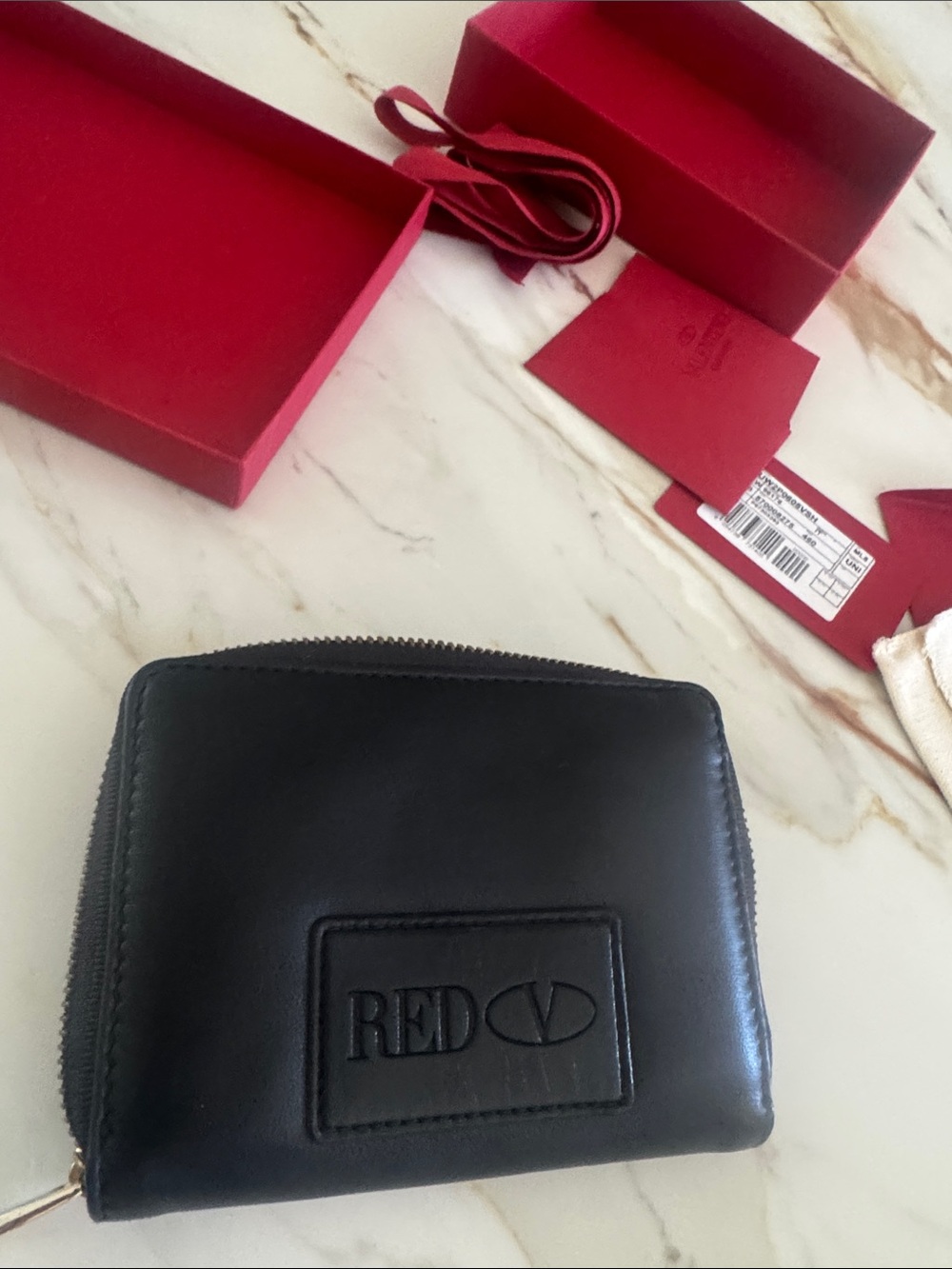 Valentino Black Leather Bow Zip wallet new - Picture 9 of 15
